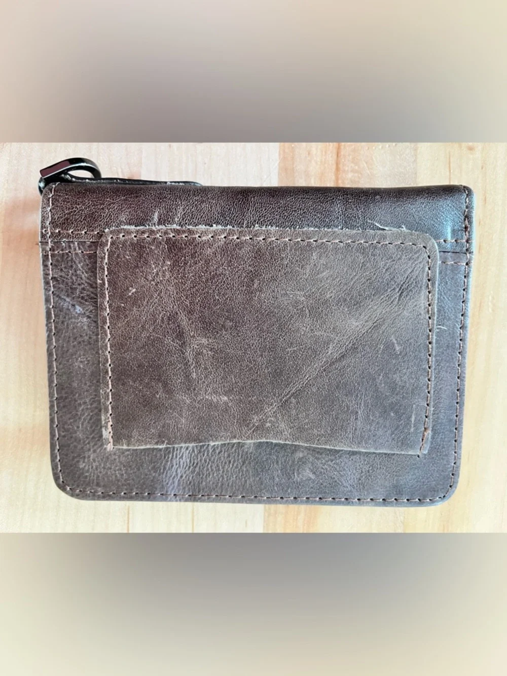 Pi uncle Embossed Brown Leather Zip Wallet